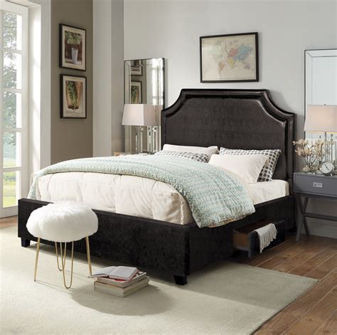 black platform bed with headboard